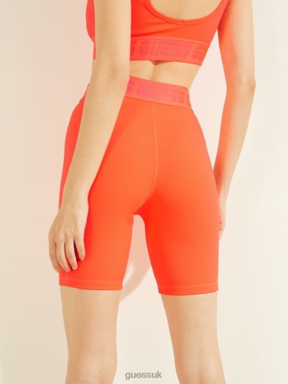 GUESS Women Aileen Biker Shorts Orange Reef Apparel V28V62383