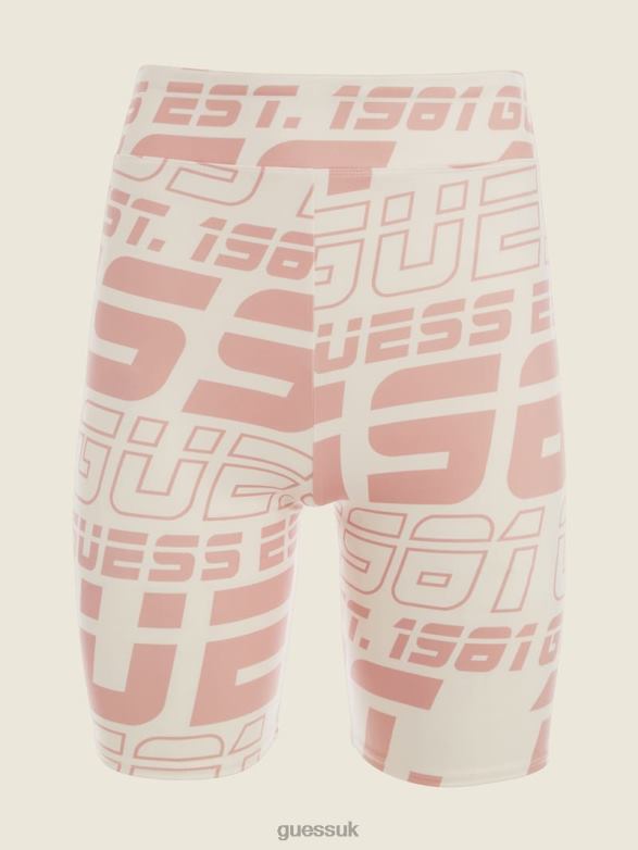 GUESS Women Cathleen Biker Shorts Macro Lettering Light Pin Apparel V28V62334