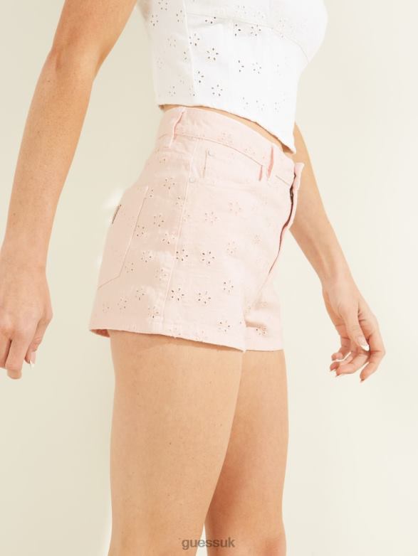 GUESS Women Claudia Eyelet Shorts Floridada Pink Apparel V28V6245