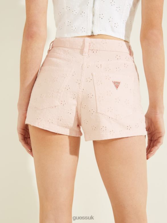 GUESS Women Claudia Eyelet Shorts Floridada Pink Apparel V28V6245