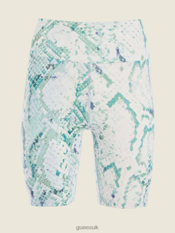 GUESS Women Collyn Python Active Biker Shorts Modern Python Emerald Com Apparel V28V62392