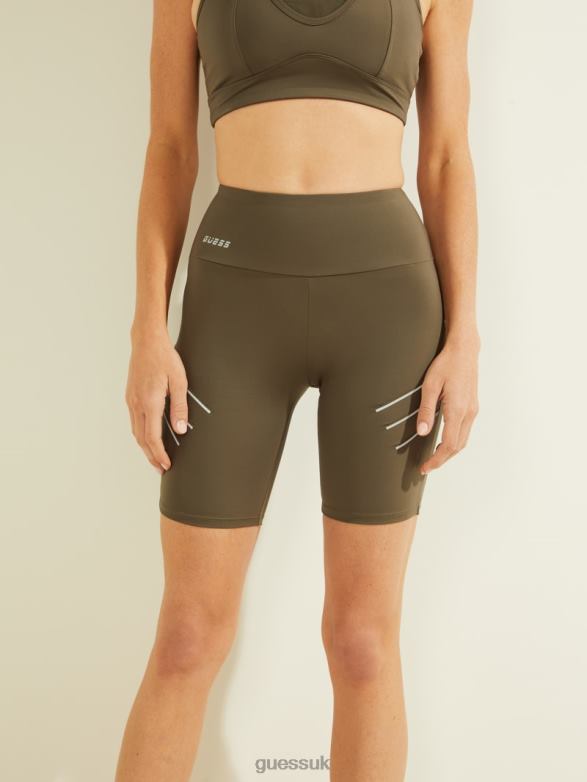 GUESS Women Dalia Biker Shorts General Brown Apparel V28V62483
