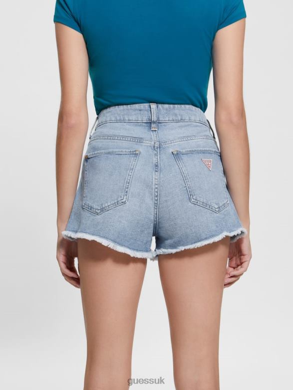GUESS Women Denim Mom Shorts Skyblue Wash Apparel V28V689