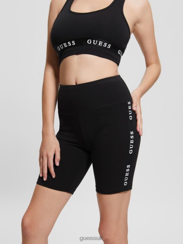 GUESS Women Eco Aline Logo Tape Biker Shorts Black Apparel V28V62291