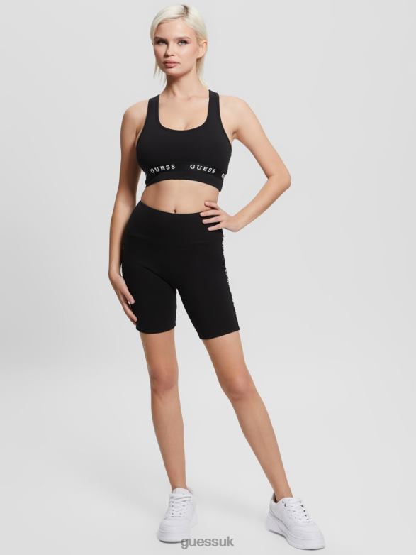 GUESS Women Eco Aline Logo Tape Biker Shorts Black Apparel V28V62291
