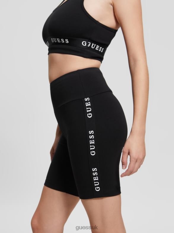 GUESS Women Eco Aline Logo Tape Biker Shorts Black Apparel V28V62291