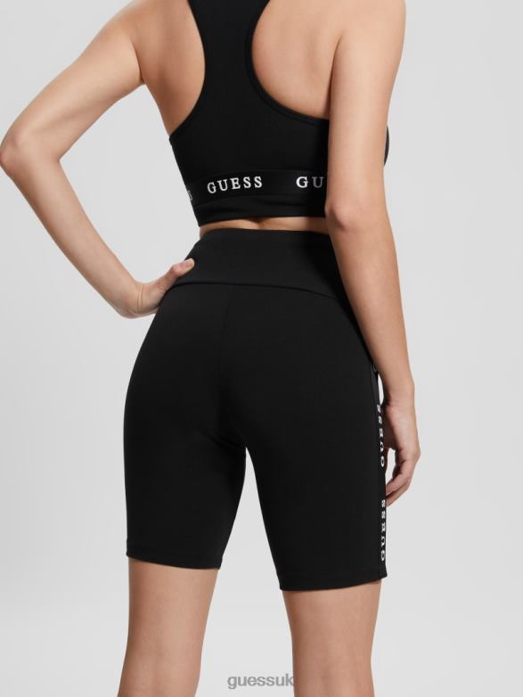 GUESS Women Eco Aline Logo Tape Biker Shorts Black Apparel V28V62291
