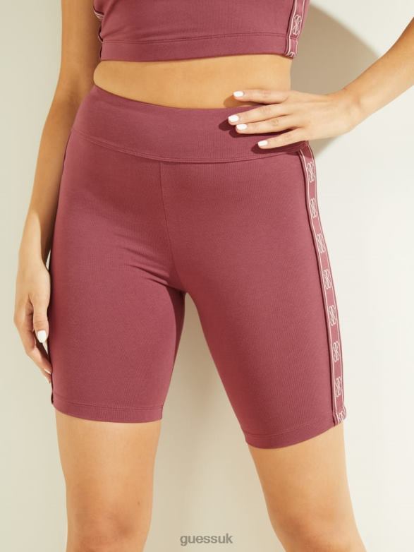 GUESS Women Eco Doreen Logo Tape Biker Shorts Wine Cellar Apparel V28V62454