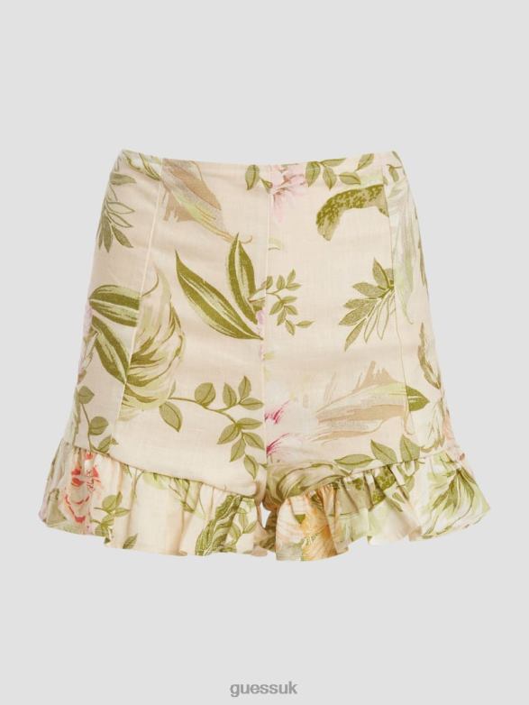 GUESS Women Eco Mayara Linen Shorts Heirloom Hibiscus Apparel V28V62330