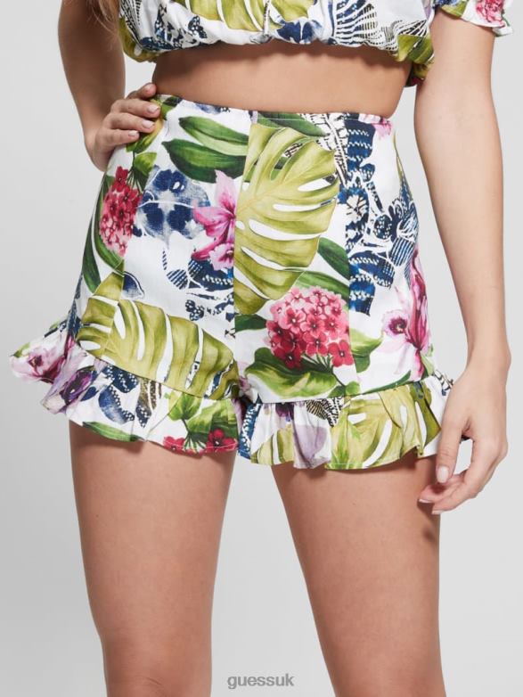 GUESS Women Eco Mayara Linen Shorts Island Fancy Apparel V28V62216
