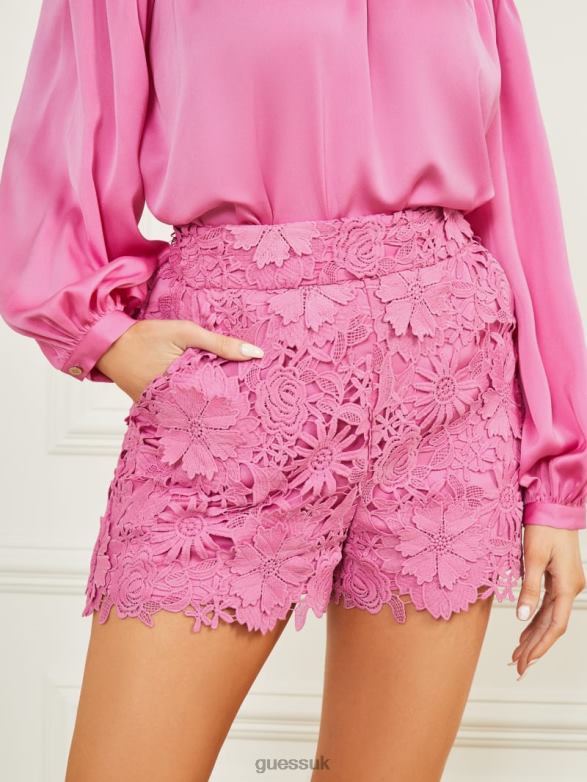 GUESS Women Flora Lace Shorts Rocker Rouge Apparel V28V62035