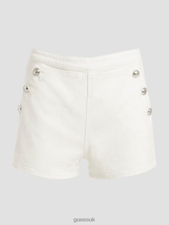 GUESS Women Janae Shorts Optic White Apparel V28V661