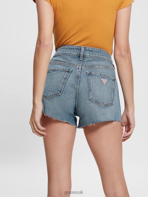 GUESS Women Mom Shorts Blue Tortoise Apparel V28V6141