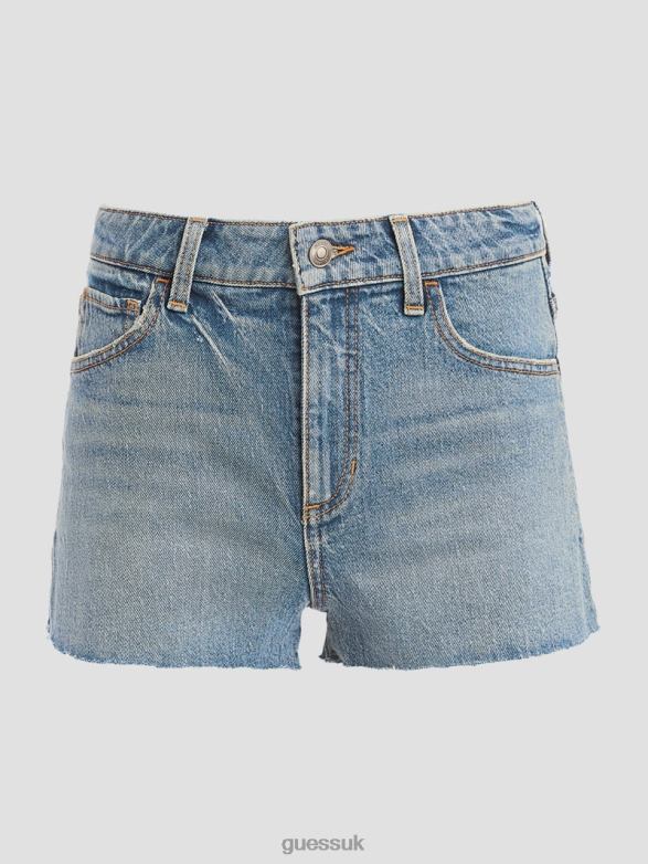 GUESS Women Mom Shorts Blue Tortoise Apparel V28V6141
