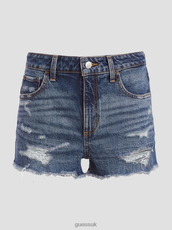 GUESS Women Mom Shorts Dreamscape Blue Apparel V28V682