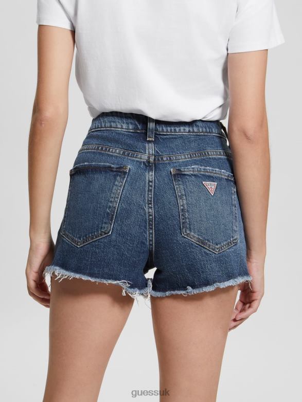GUESS Women Mom Shorts Dreamscape Blue Apparel V28V682