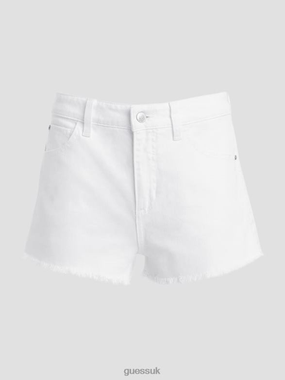GUESS Women Mom Shorts Pure White Apparel V28V676