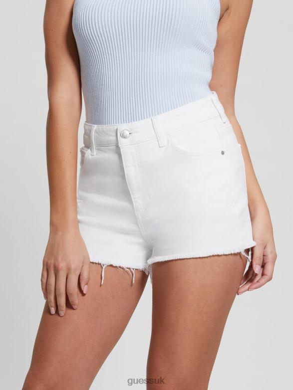 GUESS Women Mom Shorts Pure White Apparel V28V676