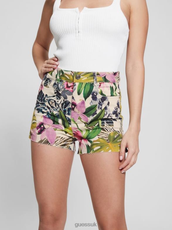 GUESS Women Printed Claudia Shorts Island Fancy Apparel V28V62138