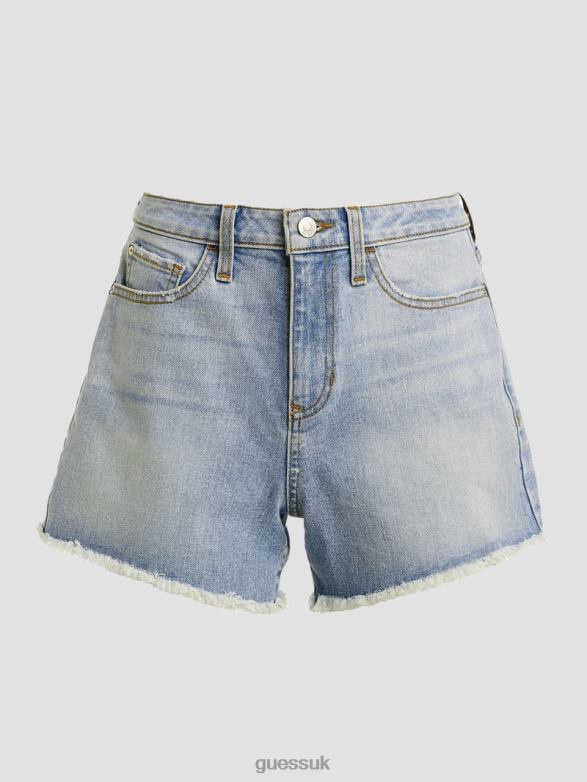 GUESS Women Relaxed Denim Midi Shorts Moonstone Blue Apparel V28V680