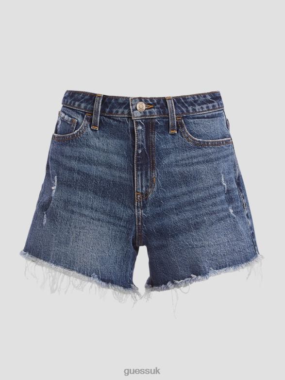 GUESS Women Relaxed Midi Shorts Coastal Blue Apparel V28V667