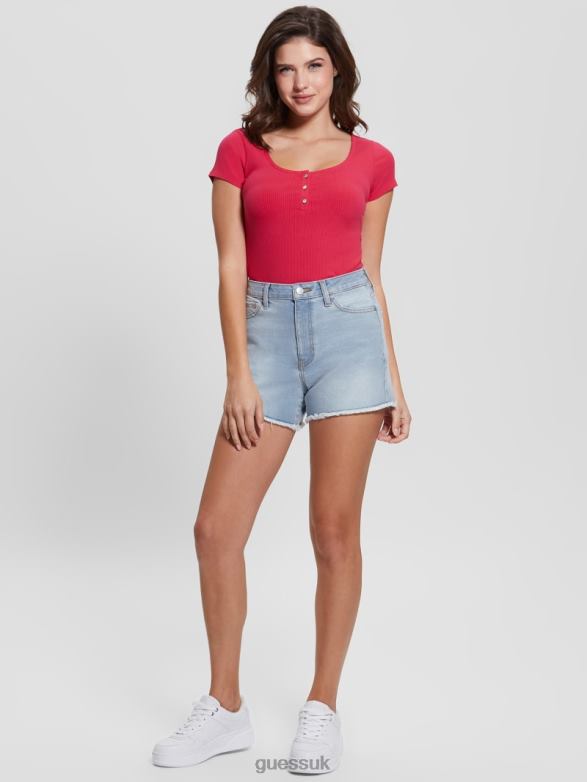 GUESS Women Relaxed Midi Shorts Honeymoon Blue Apparel V28V6133