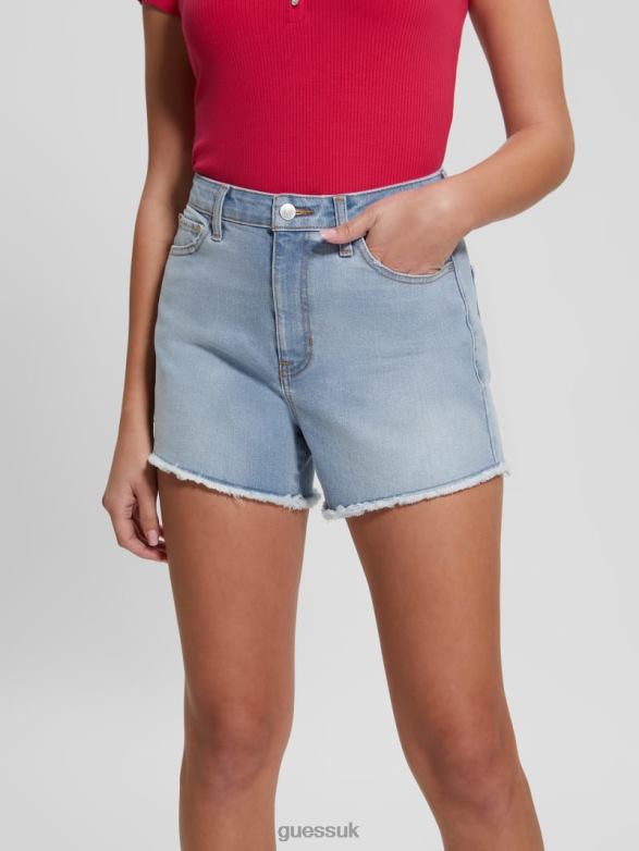 GUESS Women Relaxed Midi Shorts Honeymoon Blue Apparel V28V6133