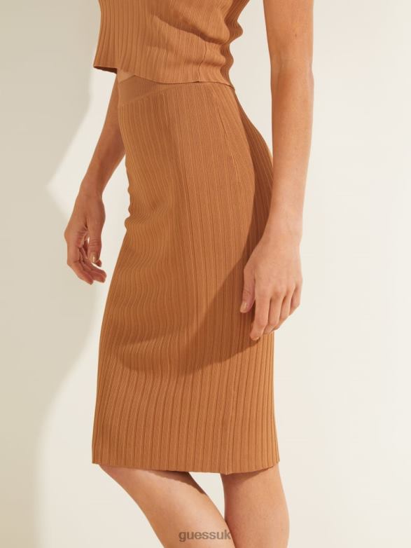 GUESS Women Agnes Sweater Skirt Tobacco Brown Apparel V28V62385