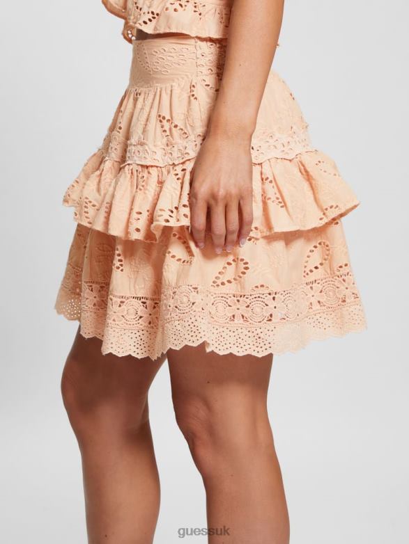 GUESS Women Arielle Eyelet Skirt Peach Creme Apparel V28V62272
