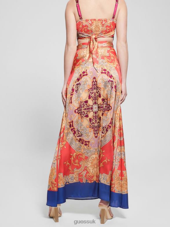 GUESS Women Athena Satin Maxi Skirt Baroque Pink Apparel V28V62017