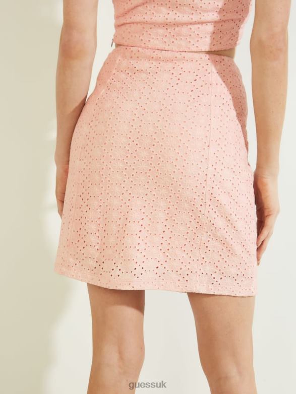 GUESS Women Becka Eyelet Skirt Rose Bliss Apparel V28V6260
