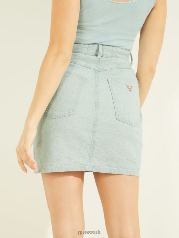 GUESS Women Cube Midi Skirt Color Cube Aqua Apparel V28V6223
