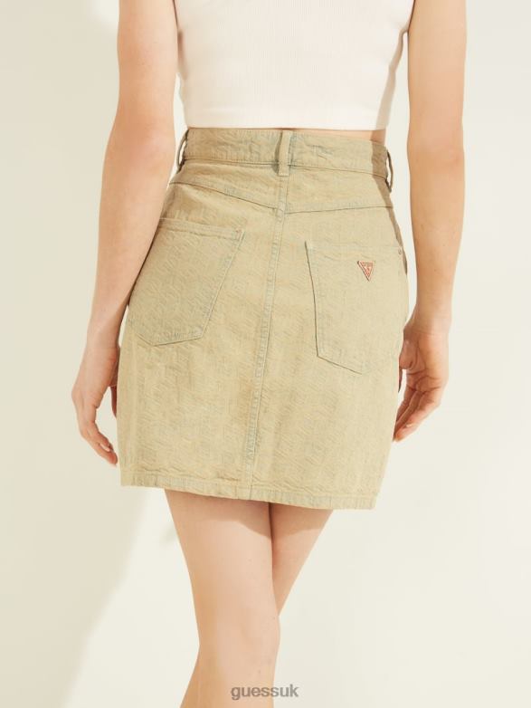 GUESS Women Cube Midi Skirt Color Cube Yellow Apparel V28V6114