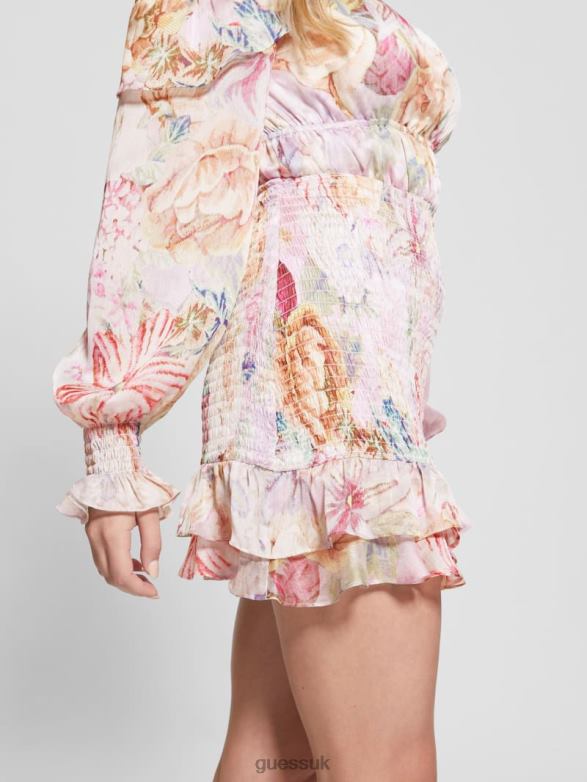 GUESS Women Eco Azura Smocked Skirt Digital Tapestry Print Pi Apparel V28V62438