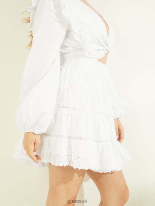 GUESS Women Eco Christabel Skirt Pure White Apparel V28V62263