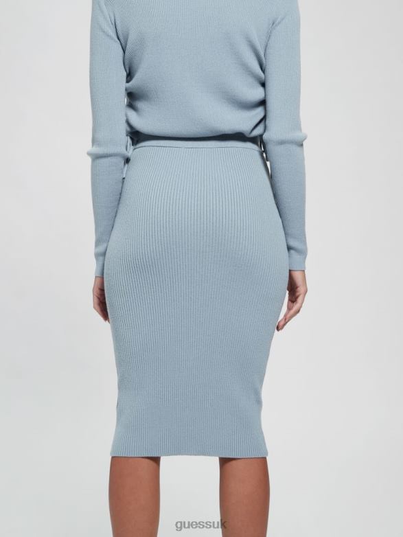 GUESS Women Eco Claire Sweater Skirt Sky Dusk Apparel V28V62450