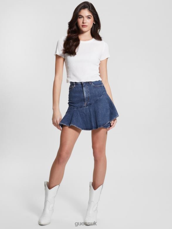 GUESS Women Eco Claud Denim Skirt Cloudy Wash Apparel V28V6139