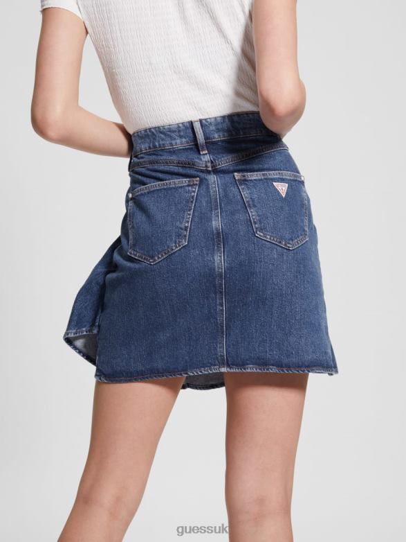GUESS Women Eco Claud Denim Skirt Cloudy Wash Apparel V28V6139