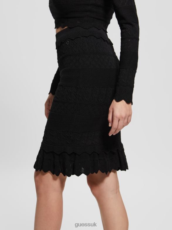 GUESS Women Eco Deeta Pointelle Skirt Black Apparel V28V62362