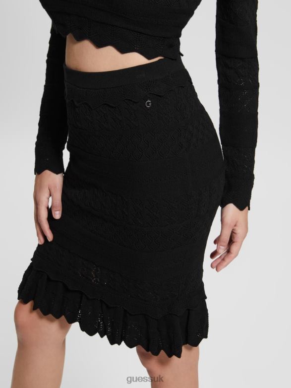 GUESS Women Eco Deeta Pointelle Skirt Black Apparel V28V62362