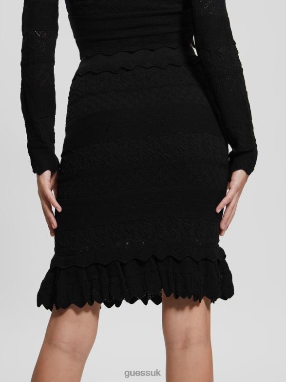 GUESS Women Eco Deeta Pointelle Skirt Black Apparel V28V62362