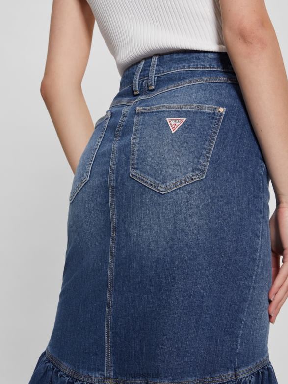 GUESS Women Eco Marinella Denim Skirt Enlinghtment Dark Apparel V28V642