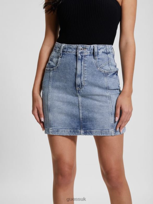 GUESS Women Eco Willow Denim Skirt Theatre Apparel V28V631