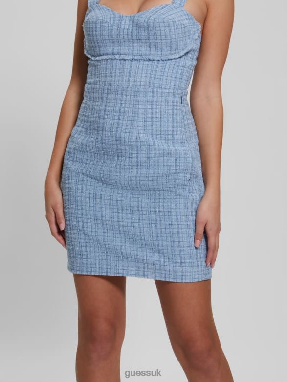 GUESS Women Emma Shimmer Tweed Skirt Sky Dusk Multi Apparel V28V62348