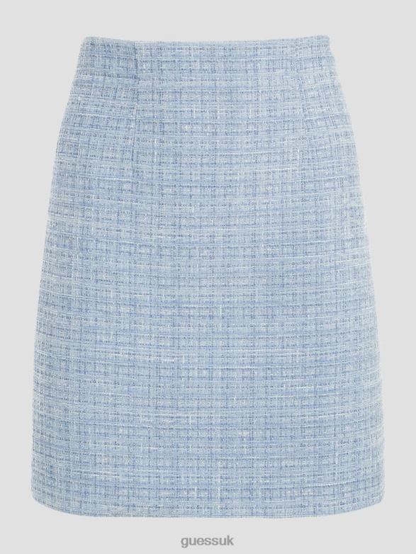 GUESS Women Emma Shimmer Tweed Skirt Sky Dusk Multi Apparel V28V62348