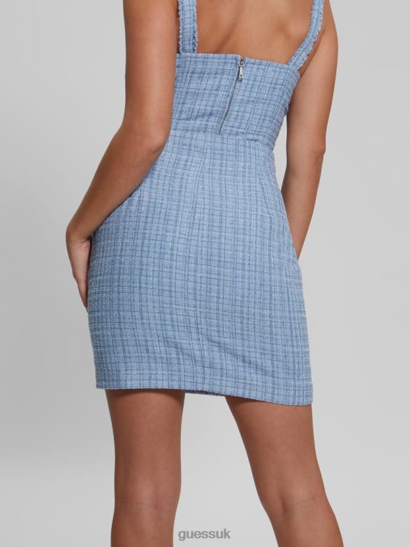 GUESS Women Emma Shimmer Tweed Skirt Sky Dusk Multi Apparel V28V62348