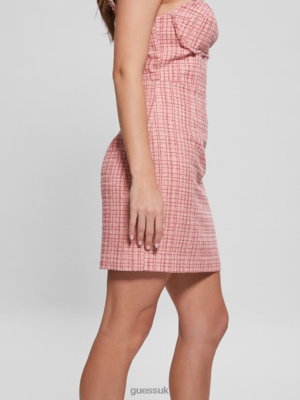 GUESS Women Emma Shimmer Tweed Skirt Vintage Blush Multi Apparel V28V62360