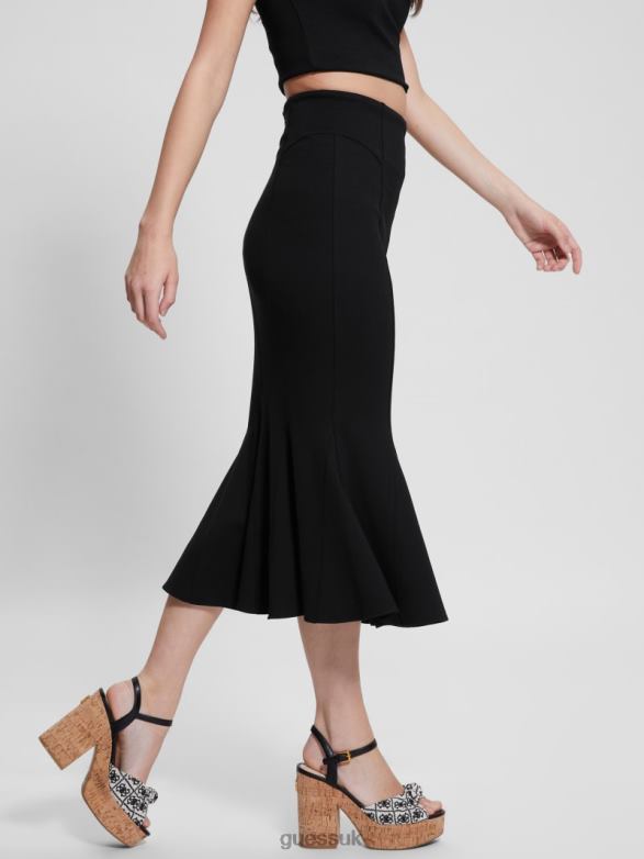 GUESS Women Longuette Flounce Skirt Black Apparel V28V62022