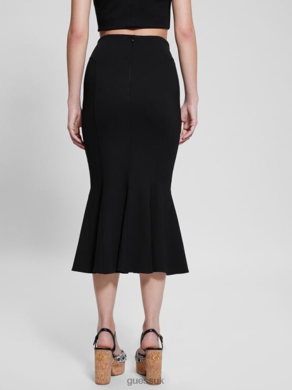 GUESS Women Longuette Flounce Skirt Black Apparel V28V62022