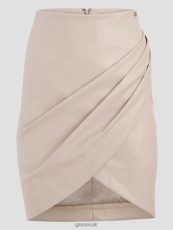GUESS Women Marianne Faux-Leather Skirt Pale Pebble Apparel V28V62372